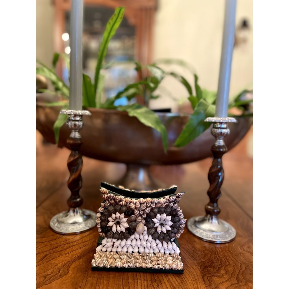 Vintage Shell Owl Napkin Holder, Letter Holder MCM Mid Century Modern Kitchen